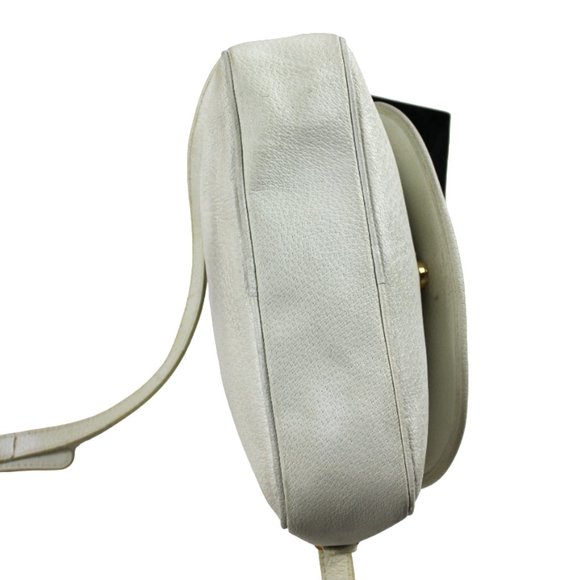 Vintage Blondie GG Style Center Striped Ribbon White Leather Style Shoulder Bag - Picture 11 of 11